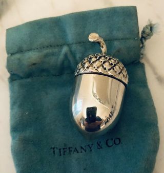 Tiffany & Co Rare Vintage Sterling Silver Acorn Pill Box
