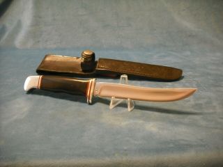 Vintage,  1 Line,  Buck 105 Fixed Blade Knife With Rare Leather Sheath - 1960 