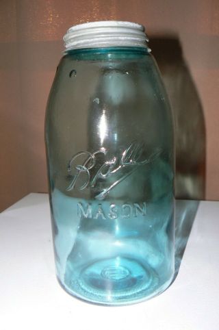 Ext Rare 1890 Ball Mason Jar Christmas Lettering Half - Gallon With Zinc Lid