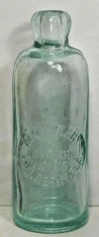 C1900 Rare Aqua Hutch Soda Bottle - Mulberry Bottling Mulberry,  Fla.