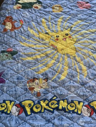 Rare Vintage 1995 1996 1998 Nintendo Pokemon Comforter 80” X 51” Blanket Pikachu