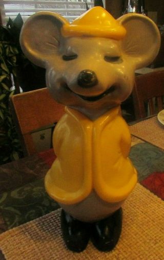 Rare Vintage Union Products Hard Plastic Blow Mold Gray Mouse W/yellow Pj 