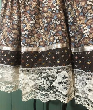 Rare Vintage Gunne Sax Jessica’s Gunnies Prairie Boho Lace Calico Midi Skirt 7 S 2