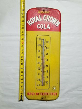 Vintage Royal Crown (rc) Cola Thermometer Metal And Wood Sign Rare Version