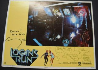 Rare Logans Run Signed By George Clayton Johnson & Michael York 1976 Lobby Card