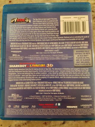 Spy Kids 3 - D: Game Over/The Adventures of Sharkboy and Lavagirl 3D Rare Bluray 2