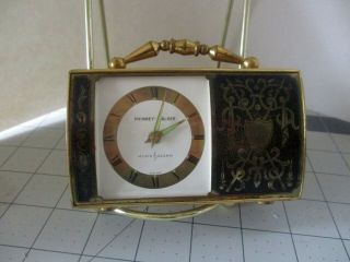 Rare Vintage Phinney - Walker Swiss Music Box Alarm Clock Steel Brass Cond
