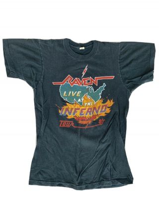 Vintage Raven T - Shirt Vtg Rare 80s Metal Tour Shirt