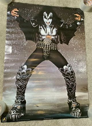Rare Vintage Concert Poster Kiss Gene Simmons Anabas Printed In England 1982