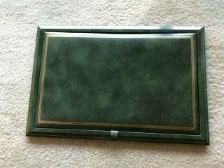 Covered Desk Blotter Green Leather - - Rare