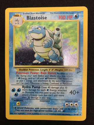 Blastoise 2/130 Holo Rare Pokemon Card Base 2 Set
