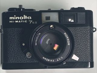Minolta Hi - Matic 7s II Rangefinder Camera with Rokkor 40mm f1.  7 lens - Rare Black 3