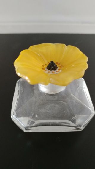 Antique Vintage Perfume Bottle Narcisse Yellow Flower Stopper Gorgeous Rare