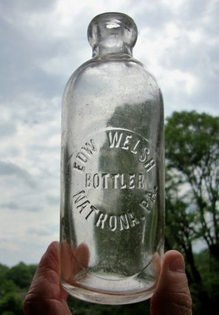 Rare Clear Edw Welsh Bottler Pennsylvania Hutchinson Soda Bottle Natrona,  Pa.