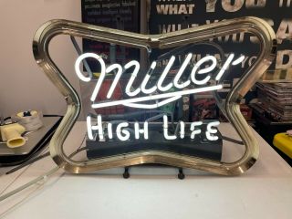 Vintage Miller High Life Beer Bar Neon Light Up Sign Rare Style High Life