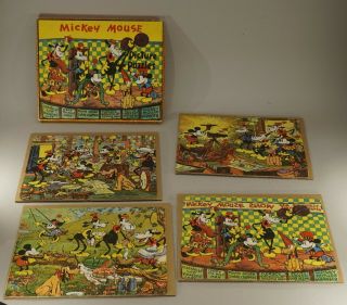 Rare 1933 Walt Disney Mickey Mouse 4 Picture Puzzles