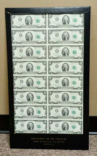 Uncut Sheet Of 1976 $2 Dollar Bills Star Notes Unc 16 Bills Rare Subject 16