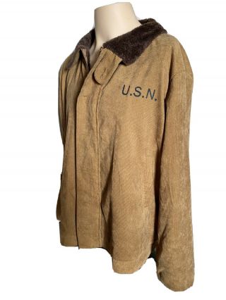 Vintage Wwii Usn Jacket Us Navy Military Deck Style Coat Corduroy Rare