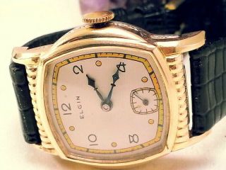 Vintage " Near - Mint/mint " Rare 1937 Elgin 10k Rgp Bezel 487 - Grade Deco Mens Watch