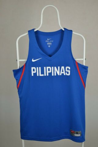Rare Nike Philippines Basketball Jersey Pilipinas Fiba Asia Blue Size M