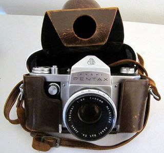 Rare Pentax Ap Camera (pentax) W Takumar 1:2.  2 F=55mm Lens & Case
