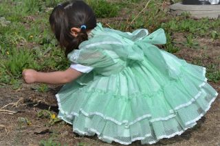 Rare Color Vintage Girl Dress Ruffle Frilly,  Martha’s Miniature Size 4