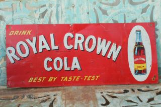Vintage Rare 1936 Drink Royal Crown Cola Embossed Sign Cut Down 28x12