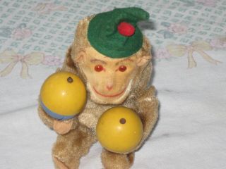 7 " Vintage Jolly Chimp Monkey Toy With Castenets W/original Key Rare Wow