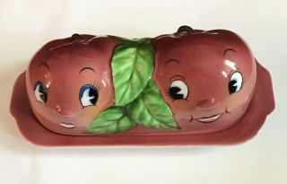 Vintage Japan Py Norco Anthropomorphic Apple Butter Dish Hand Painted Rare