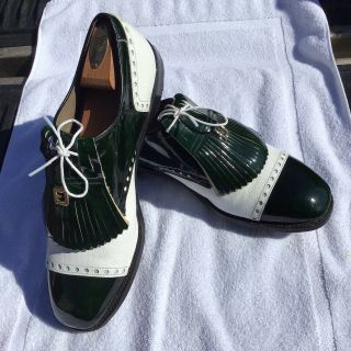 Rare Vintage Footjoy Golf Shoes Leather Kiltie Metal Spike Men 