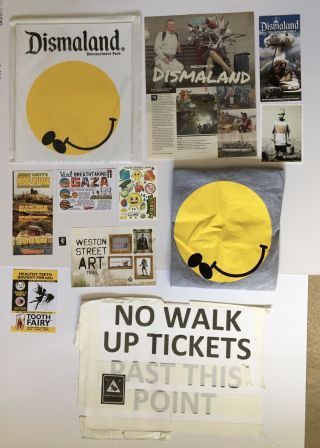 Banksy Dismaland Programme,  Ltd Ed Joyce T - Shirt,  Rare Sign & Stamp,  Postcards,