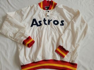 Rare Vintage Ais Mlb Houston Astros Warm Up Jacket Made In Usa Sz 46 Rainbow Euc