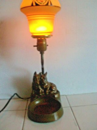 1930 Nuart Scotty Dog Lamp Art Deco Nouveau Ashtray Iron Czech Tango Shade Rare