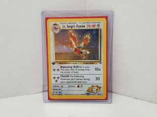 Vintage Pokemon Gym Heroes Lt Surges Fearow 1st Edition Holo Rare 7/132