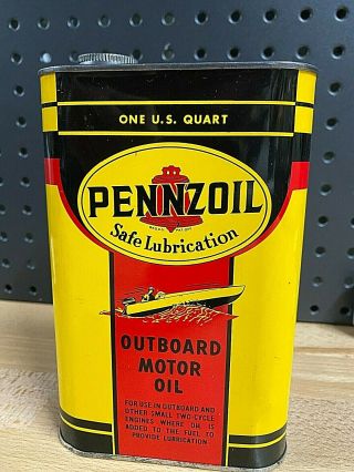 Rare Vintage Pennzoil Outboard Motor Oil Can - 1 Quart,  Empty