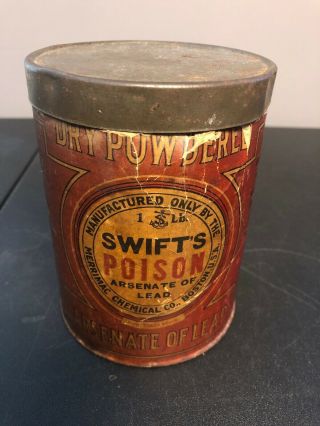 1 Extremely Rare Vintage Antique Swifts Poison - Arsenate Of Lead Cardboard Jar