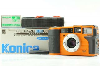 Rare [mint In Box] Konica Genba Kantoku 28 Wb Eco Orange Film Camera From Japan