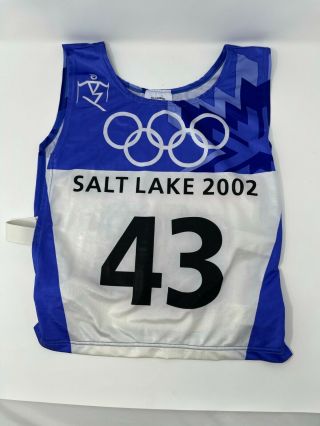 2002 Salt Lake City Winter Olympics Ski Race Bib.  In The Olympics.  Rare.