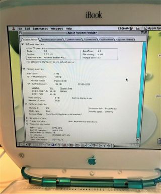 RARE Vintage Apple iBook G3 Clamshell PowerPC Blue Blueberry M7717LL/A Feb 2000 3