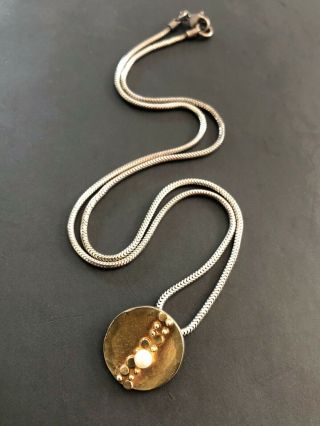 Rare Sydney Lynch Handmade Necklace Pearl Sterling 18k Gold Studio Artisan 6