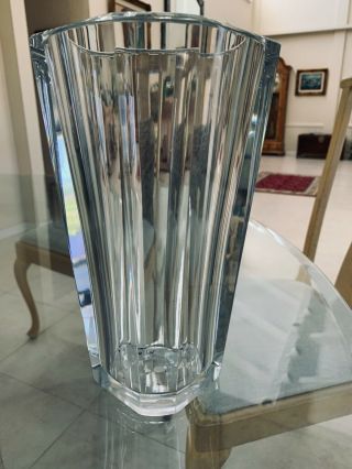 Baccarat Heavy Lead Crystal Glass Vase 10 " Rare Old Vintage