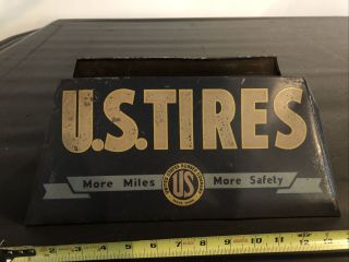 Rare Vintage U.  S.  United States Tire Metal Display Stand Sign Gas & Oil