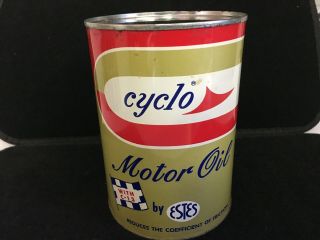 Rare Vintage Cyclo 1 Quart Metal Motor Oil Can Gas Station Full