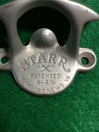 Rare blank/plain side mount Starr X wall mount bottle opener 1925 3