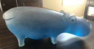 Rare Sascha Brastoff Resin Hippopotamus Figure Blue Signed Mid Century Modern