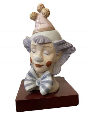 Rare Lladro Figurine 5612 Clown Head W/ Pedestal