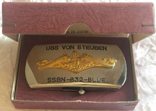 Usn Vietnam Era Uss Von Steuben Ssbn - 632 - Blue Belt Buckle Rare