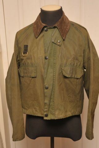 Rare Vintage Barbour Wax Cotton Spey A130 Fishing / Wading Jacket Green Large