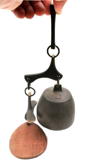 Rare Vintage 1970s Mid Century Richard Fisher Bronze Bell Wind Chime