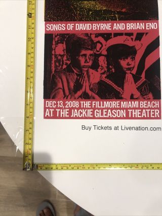 David Byrne Rare Hand Pressed Event Poster 2009 Fillmore Miami Beach Brian Eno 2